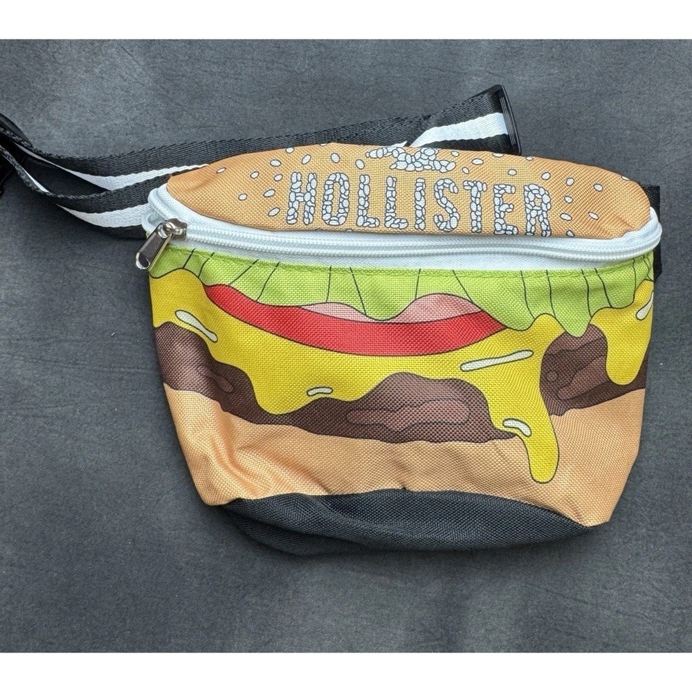 Hollister Cheeseburger Print Fanny Pack Waist Bag Novelty Food Graphic